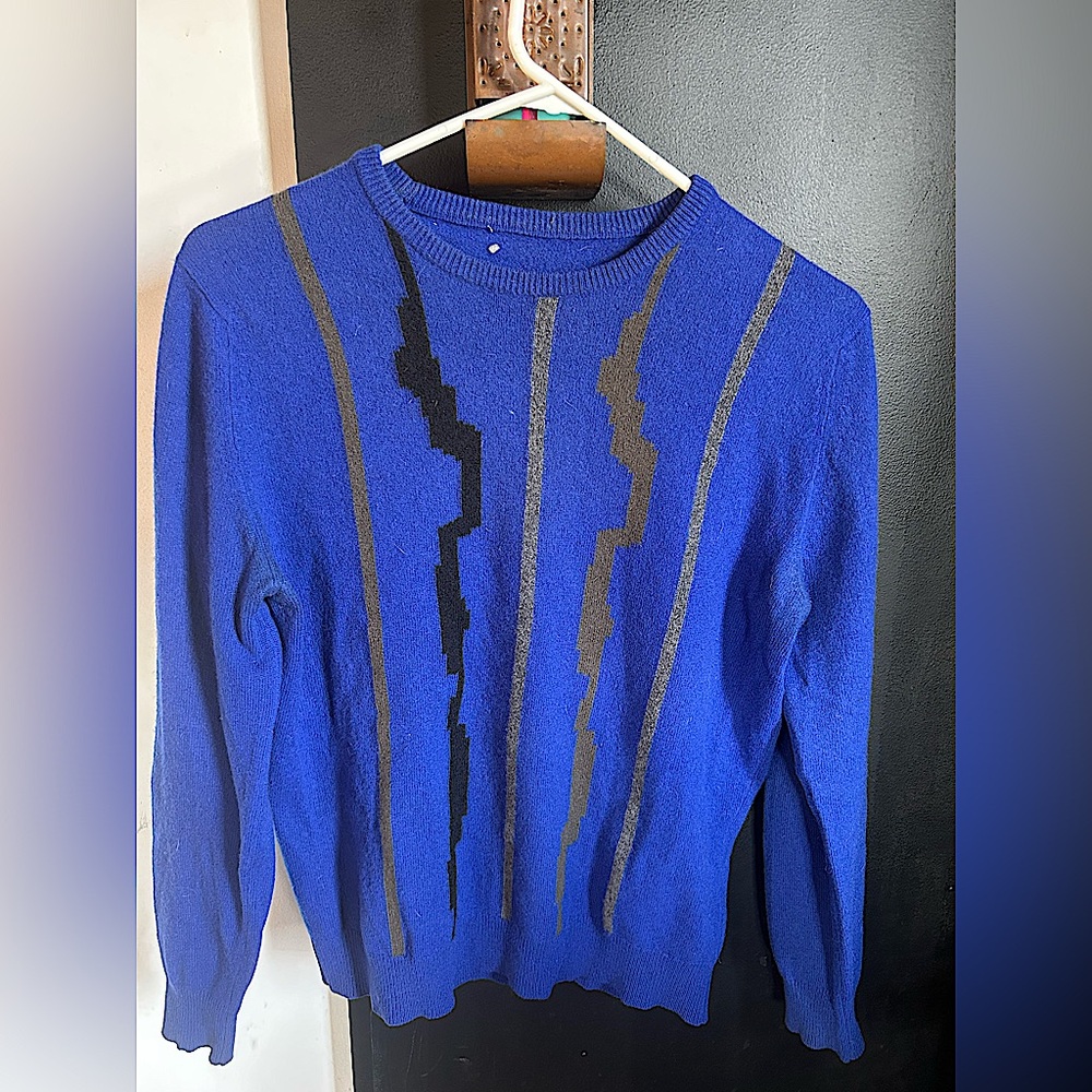 Vintage 80s Cashmere Geometric Stripe Sweater Size S/M